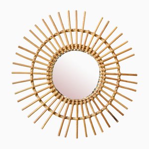 Large Rattan Sunburst Mirror, 1960s-AIU-2027892