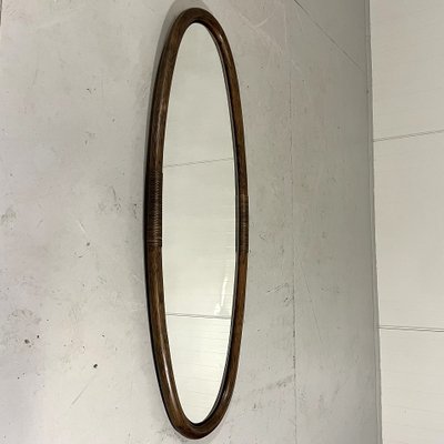 Large Rattan Wall Mirror, 1970s-TU-2041841