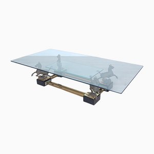 Large Rectangular Coffee Table with Bronze Horses from Maison Charles-XSG-1082917