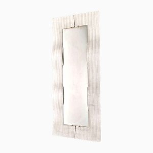 Large Rectangular Sculptural Mirror in Shaped and Engraved Aluminum Mod. Wave by Lorenzo Burchiellaro, 1970s-PRS-2043328