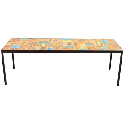 Large Rectangular Tile Coffee Table by Vallauris, France, 1960s-KL-900643