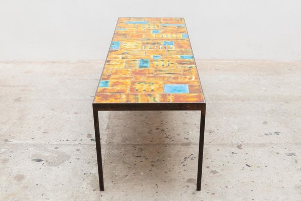 Large Rectangular Tile Coffee Table by Vallauris, France, 1960s-KL-900643