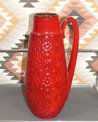 Large Red Ceramic Berinna 424-46 Floor Vase from Scheurich, 1970s-AFE-1416943