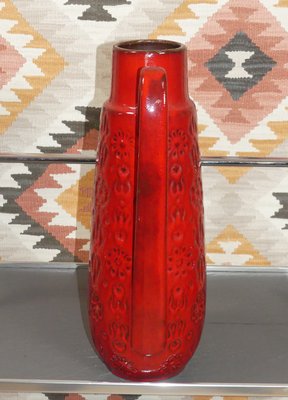 Large Red Ceramic Berinna 424-46 Floor Vase from Scheurich, 1970s-AFE-1416943