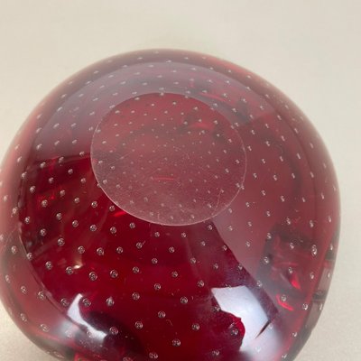 Large Red Murano Bubble Glass Bowl Element Shell Ashtray, Italy, 1970s-QZ-1425949