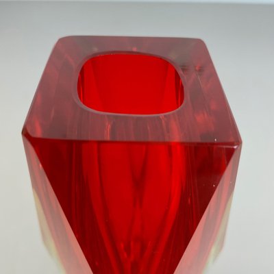 Large Red Murano Glass Sommerso Vase attributed to Flavio Poli, Italy, 1970s-QZ-1422540