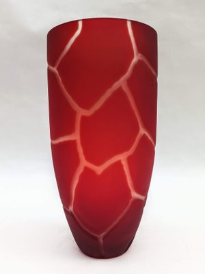 Large Red Vase in Etched Glass, Poland-FSD-1098345