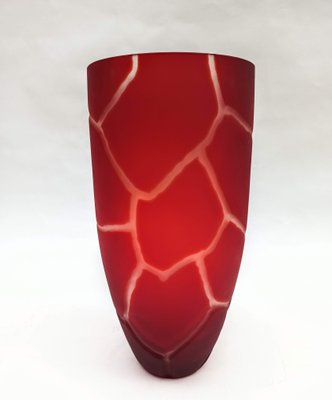 Large Red Vase in Etched Glass, Poland-FSD-1098345