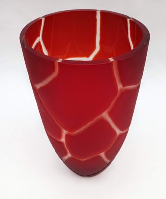 Large Red Vase in Etched Glass, Poland-FSD-1098345