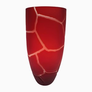 Large Red Vase in Etched Glass, Poland-FSD-1098345