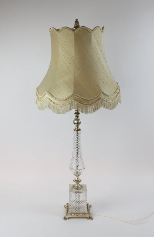 Large Regency French Table Lamp in Lead Crystal, 1960s