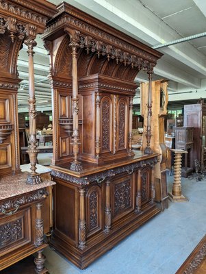 Large Renaissance Buffet in Walnut, Set of 2-HLV-1706188