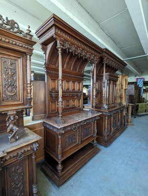 Large Renaissance Buffet in Walnut, Set of 2-HLV-1706188