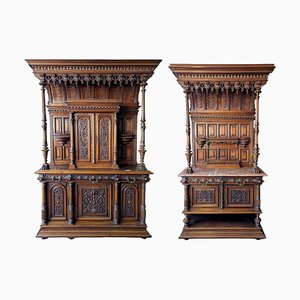 Large Renaissance Buffet in Walnut, Set of 2-HLV-1706188