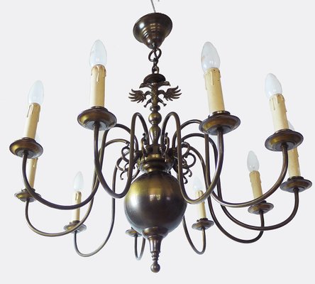 Large Renaissance Style Flemish Brass Chandelier, 1950s-DEK-552501