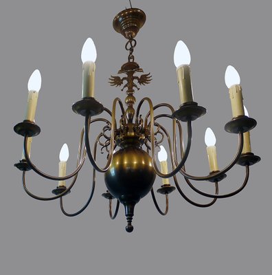 Large Renaissance Style Flemish Brass Chandelier, 1950s-DEK-552501