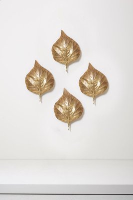 Large Rhubarb Leaf Brass Wall Light or Sconce by Tommaso Barbi, 1970s-VLZ-631827