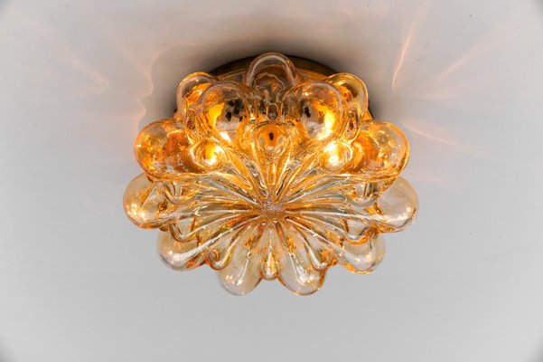 Large Round Amber Bubble Glass Flush Mount, 1960s-KQB-1814382