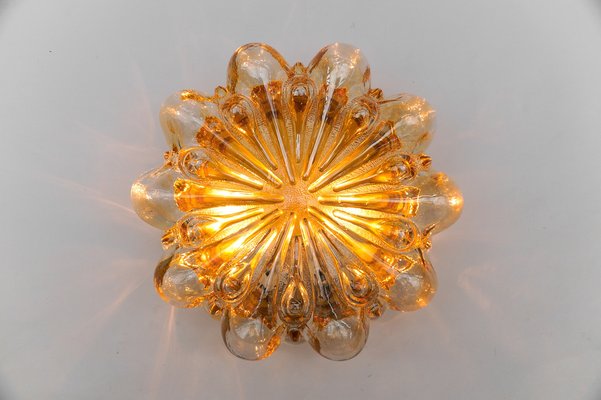 Large Round Amber Bubble Glass Flush Mount, 1960s-KQB-1814382