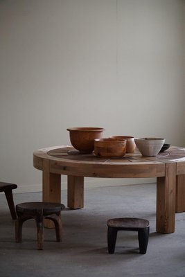 Large Round Coffee Table in Pine & Ceramic, Denmark, 1970s-MXF-1746770