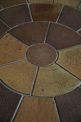 Large Round Coffee Table in Pine & Ceramic, Denmark, 1970s-MXF-1746770