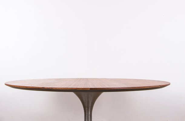 Large Round Coffee Table with Brushed Aluminum Tulip Foot and Zebrano, 1960s-EMB-1730397