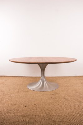 Large Round Coffee Table with Brushed Aluminum Tulip Foot and Zebrano, 1960s-EMB-1730397