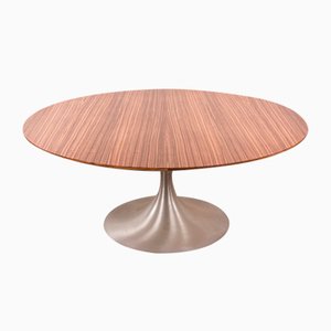 Large Round Coffee Table with Brushed Aluminum Tulip Foot and Zebrano, 1960s-EMB-1730397