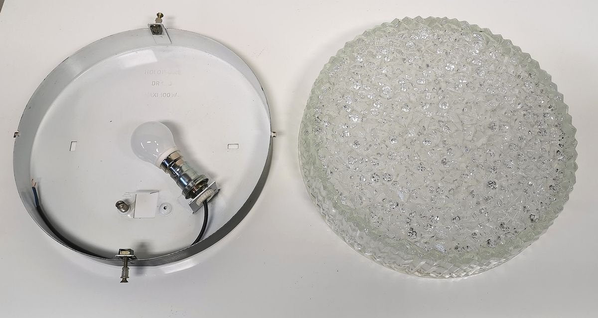 Large Round Dr. 100 60 Sconce from Holophane, 1960s