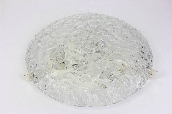 Large Round Ice Glass Flush Mount, Kaiser, Germany, 1970s-UGR-1085714