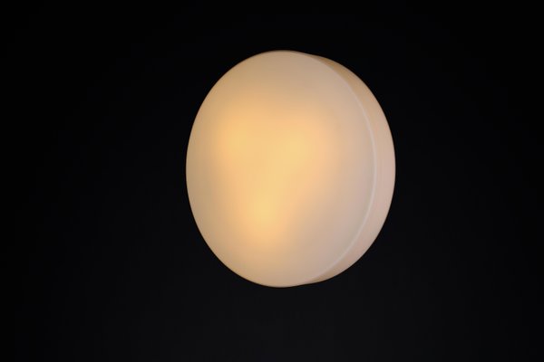 Large Round Opaline Ceiling or Wall Light from Staff Leuchten, Germany, 1970s-TRW-1729765