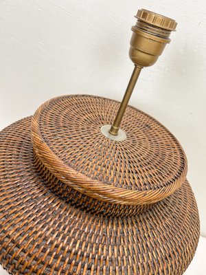 Large Round Rattan Table Lamp, 1970s-WZZ-1813397