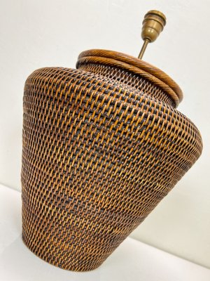 Large Round Rattan Table Lamp, 1970s-WZZ-1813397