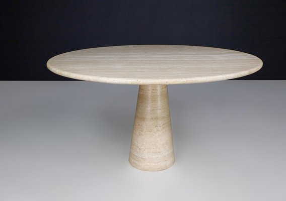 Large Round Travertine Dining or Centre Table, Italy, 1970s-TRW-1696525