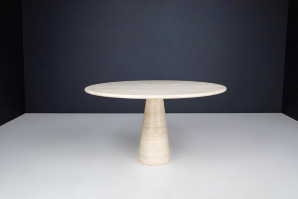 Large Round Travertine Dining or Centre Table, Italy, 1970s-TRW-1696525