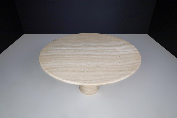 Large Round Travertine Dining or Centre Table, Italy, 1970s-TRW-1696525