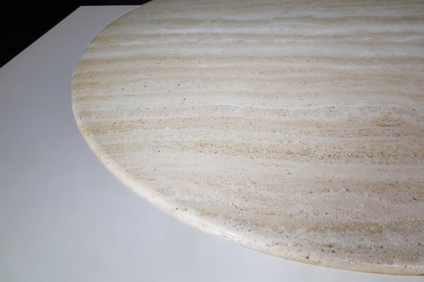 Large Round Travertine Dining or Centre Table, Italy, 1970s-TRW-1696525