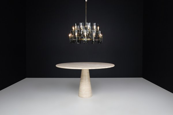 Large Round Travertine Dining or Centre Table, Italy, 1970s-TRW-1696525