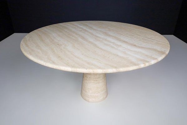 Large Round Travertine Dining or Centre Table, Italy, 1970s-TRW-1696525