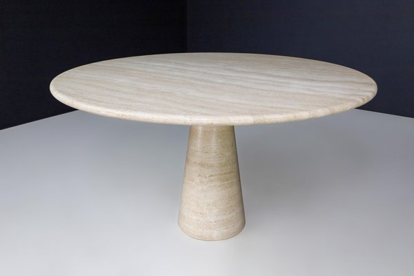 Large Round Travertine Dining or Centre Table, Italy, 1970s-TRW-1696525