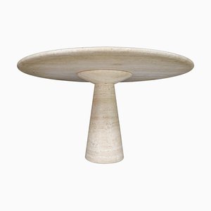 Large Round Travertine Dining or Centre Table, Italy, 1970s-TRW-1696525