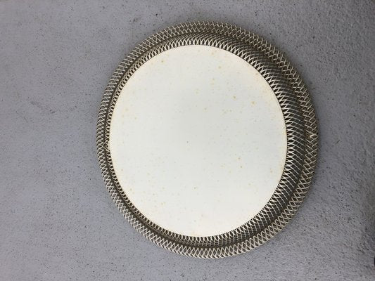 Large Round Wire Mesh and Crystal Glass Mirror from United Workshops Munich, Germany, 1950s-JWH-1304357