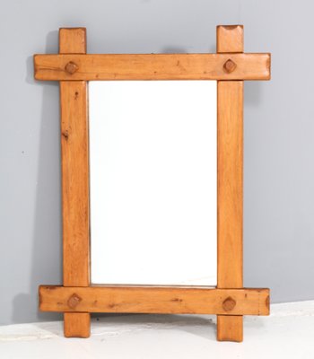 Large Rustic Brutalist Oak Mirror, 1970s-MY-1721983