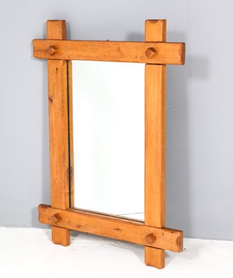 Large Rustic Brutalist Oak Mirror, 1970s-MY-1721983