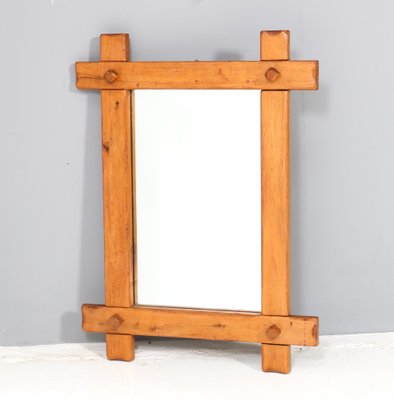 Large Rustic Brutalist Oak Mirror, 1970s-MY-1721983