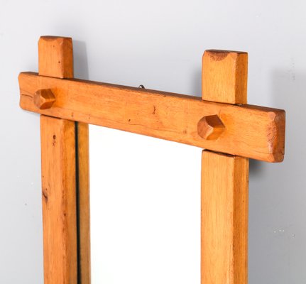 Large Rustic Brutalist Oak Mirror, 1970s-MY-1721983