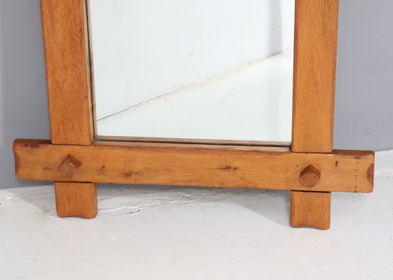 Large Rustic Brutalist Oak Mirror, 1970s-MY-1721983