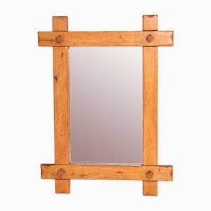 Large Rustic Brutalist Oak Mirror, 1970s-MY-1721983