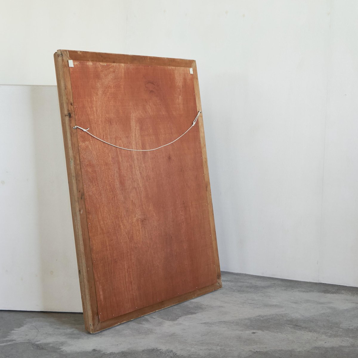 Large Rustic Mirror in Pine and Faded Paint, 1920s