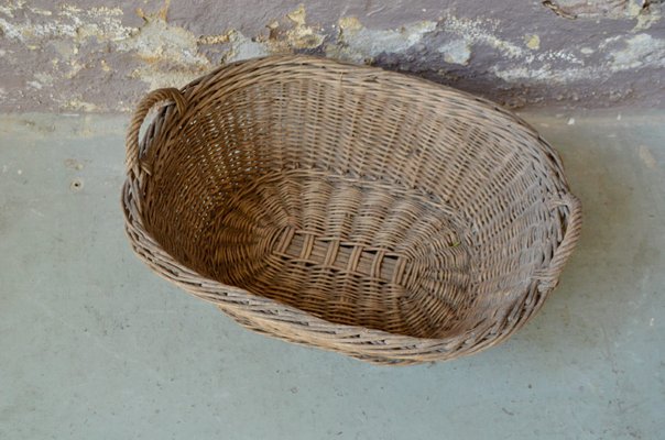 Large Rustic Wicker Farm Basket, France, 1950s-AIU-2028389